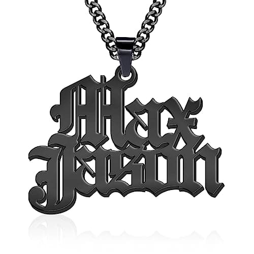 Jecivila Personalized 18K Gold Plated Mens Name Necklace, Custom Initial Number, Rope Figaro Chain Gifts for Dad & Boyfr