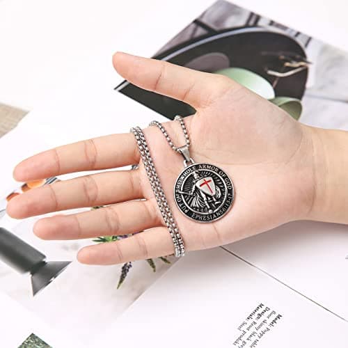 HZMAN Knights Templar Stainless Steel Necklace for Men
