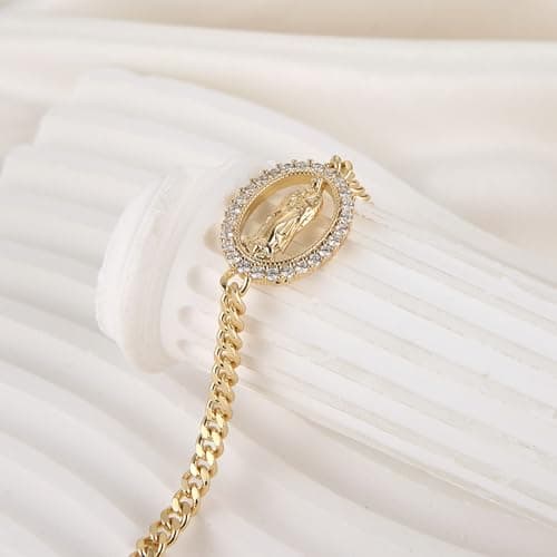 Dainty 14K Gold Plated Retro Religious Bracelet for Women