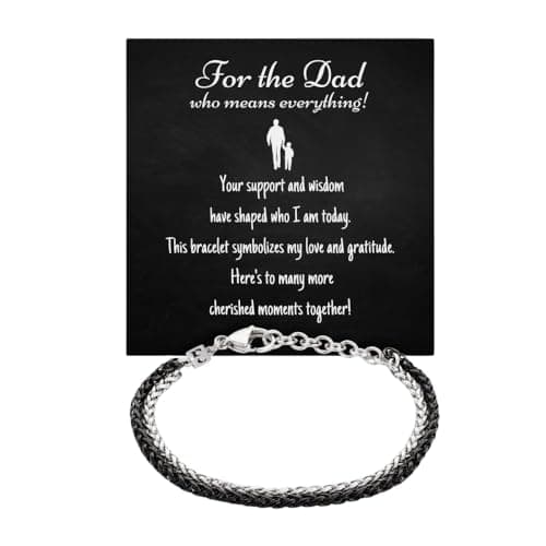 Galis Stainless Steel Rope Chain Bracelet for Men - Silver & Black 7"