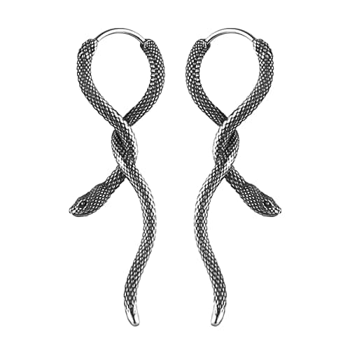 Snake Earrings Stainless Steel Retro Gothic Punk Hoop Earring Biker Party Jewelry Gift