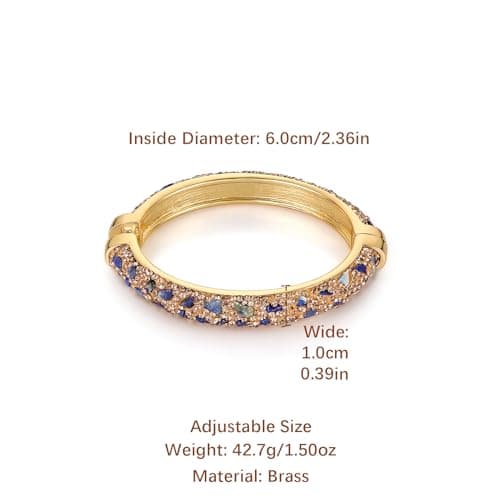 Chunky Gold Plated Stone Chips Cuff Bracelet for Women - Retro Gravel Agate Jewelry Gift