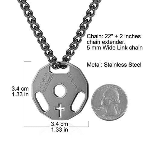Stainless Steel Dumbbell Barbell Pendant Necklace