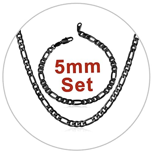 Figaro Chain Necklace - 3mm-9mm Stainless Steel, 18K Gold Plated, 16"-30"