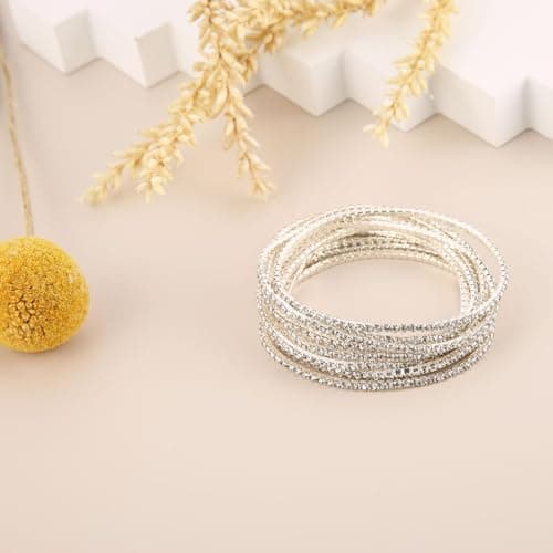 10 Pcs Tennis Bracelets Set for Women Girl Wedding Party Jewelry Gift