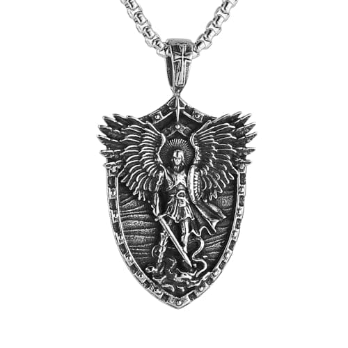 HZMAN St. Michael Pendant Necklace for Men Protection Jewelry