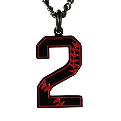 HZMAN Baseball Initial Pendant Necklace - Stainless Steel Jersey Number Charms