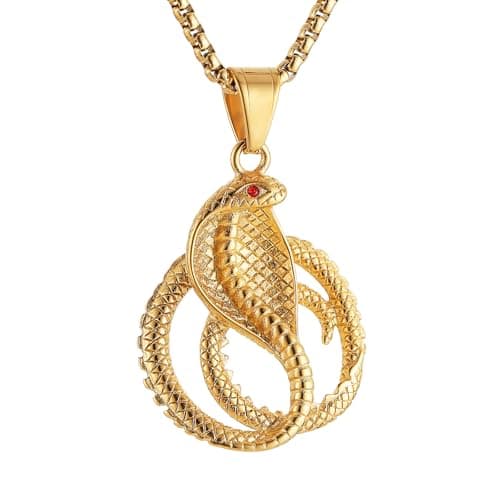 Vintage Gothic Stainless Steel Snake Pendant Necklace for Men