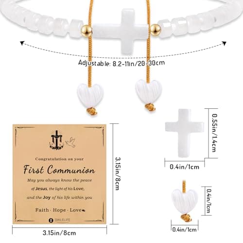 Smilelife Inspirational Cross Bracelet & Blessing Card for Boys & Girls, Easter & Communion Gift
