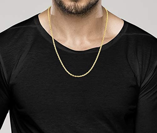 Miabella Italian 18K Gold Over Sterling Silver Braided Rope Chain Necklace