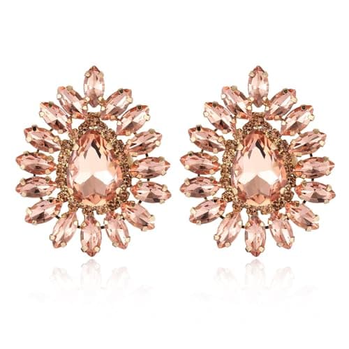 HZMAN Crystal Bridal Flower Stud Earring for Women Wedding Jewelry