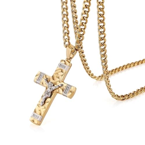 Stainless Steel Crucifix Cross Necklace for Men and Boys