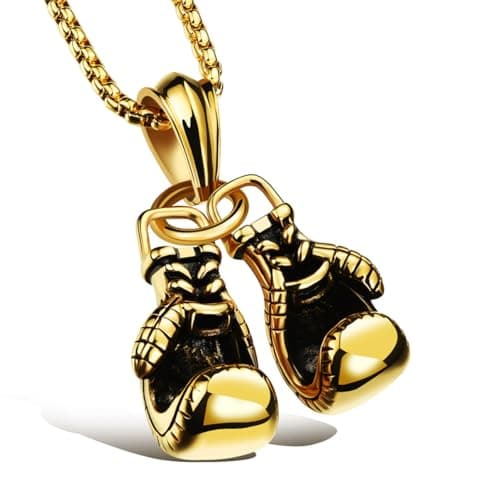 LXSSLY Punk Chain Boxing Gloves Charm Pendant, Stainless Steel Necklace