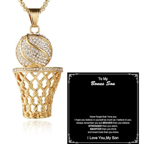 Basketball Hoop Necklace Stainless Steel Gold Plated Jewelry Gift