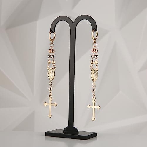HZMAN Gold Cross Dangle Earrings for Women Virgin Mary