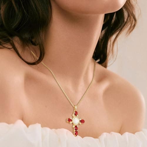HZMAN Virgin Mary 18K Gold Plated Cubic Zirconia Necklace Pendant Jewelry