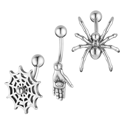 HZMAN 14G Surgical Steel Retro Gothic Belly Button Rings for Women