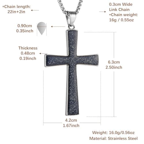 HZMAN High Polished Stainless Steel Cross Pendant Necklace for All