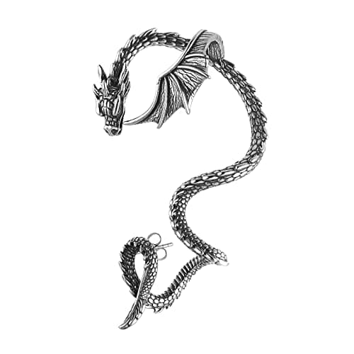 HZMAN Stainless Steel Retro Punk Gothic Dragon Cuff Earring for Men