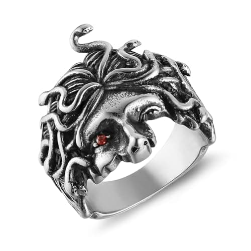 HZMAN Stainless Steel Medusa Snake Ring