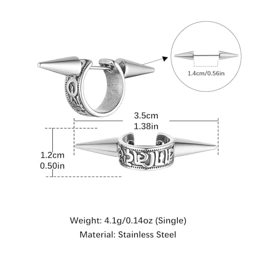 HZMAN Detachable Gothic Punk Earrings for Men & Women Stainless Steel Jewelry