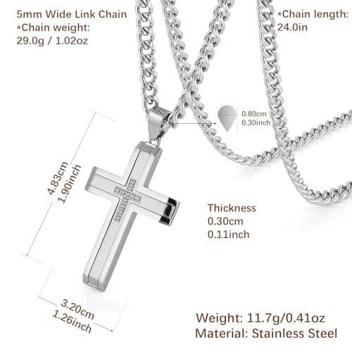 Stainless Steel Minimalist Cross Necklace for Men and Boys