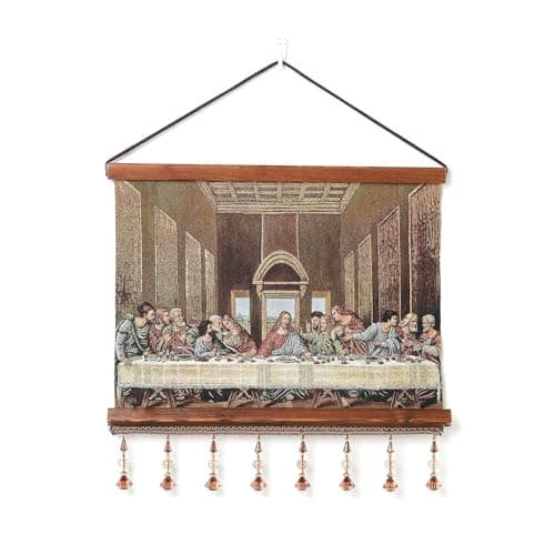 HZMAN Retro Handmade Jesus and Virgin Mary Wall Art Decor - Sacred Heart Aesthetic for Living Room or Bedroom, Framed 16x12.5 Inch