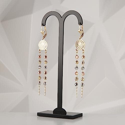 HZMAN 14K Gold Plated St Benedict Dangle Earrings for Women