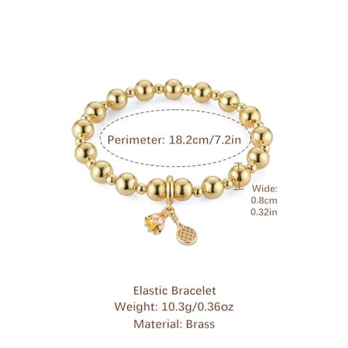 HZMAN Adjustable 14K Gold Plated Beaded Bracelet for Women Cute Gift Jewelry