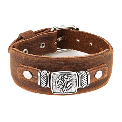 HZMAN Leather Braided Viking Bracelets for Men - Biker Vintage Talisman Jewelry Gift