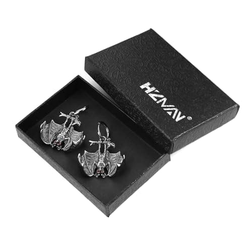 HZMAN Bat Earring Stainless Steel Gothic Punk Halloween Jewelry Gift for Men Women