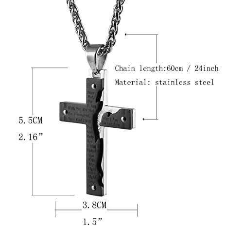 HZMAN Men's Stainless Steel Crucifix Cross Pendant Necklace