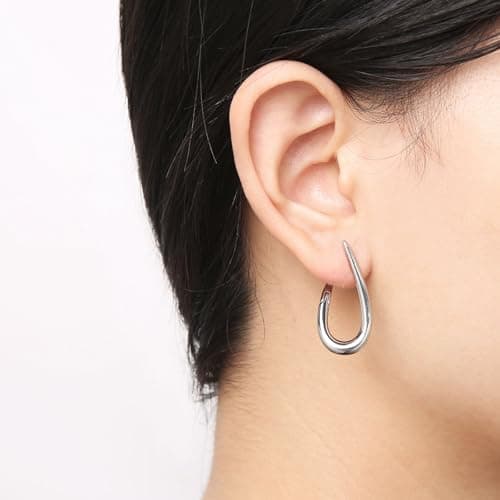 HZMAN Lightweight Stainless Steel Geometric Irregular U-Shaped Earring Jewelry