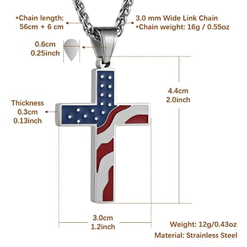 American Flag Cross Pendant Necklace