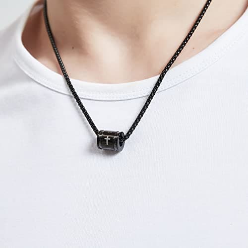 JAYUMO Men's Stainless Steel Cross Necklace with Lord's Prayer Pendant 20" Chain