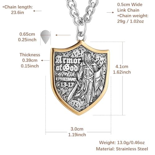 HZMAN Men's Stainless Steel Red Cross Templar Necklace Gift