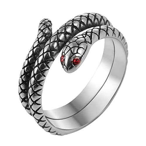 HZMAN Snake Ring Gothic Jewelry Stainless Steel Personality Ring