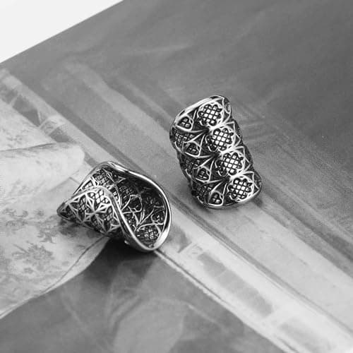 HZMAN Stainless Steel Retro Broad Ear Cuff Earrings for Men & WomenGift