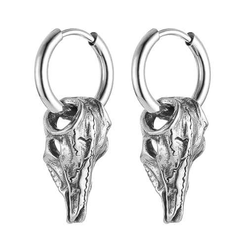 Skull Goat Head Earrings for Men and Women Stainless Steel Gothic Punk Baphomet Jewelry Gift