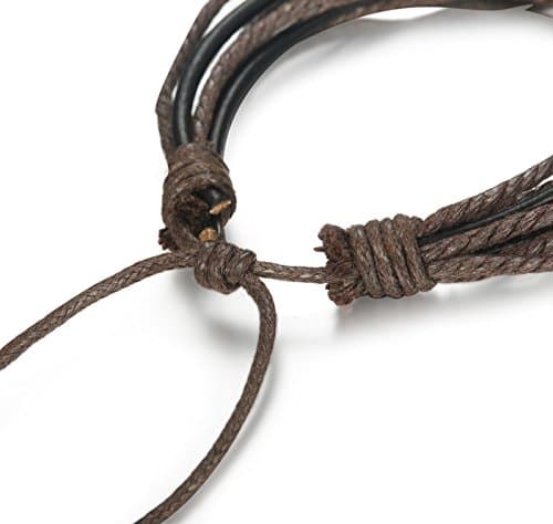 Jstyle 12Pcs Braided Leather & Wooden Men's Beaded Wrap Bracelets Adjustable