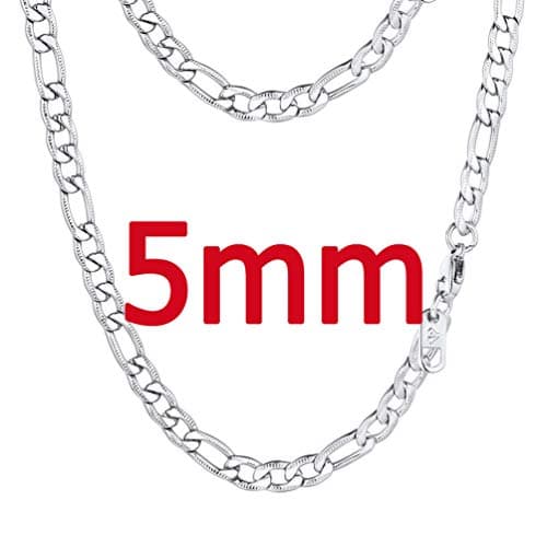 PROSTEEL Black 18K Gold Plated 316L Stainless Steel Figaro Chain Necklace, 14-30inch