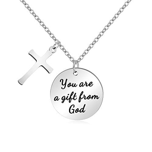 Christian Bible Verse Cross Pendant Necklace for Women - Faith Prayer Charm Jewelry for Birthday and Christmas