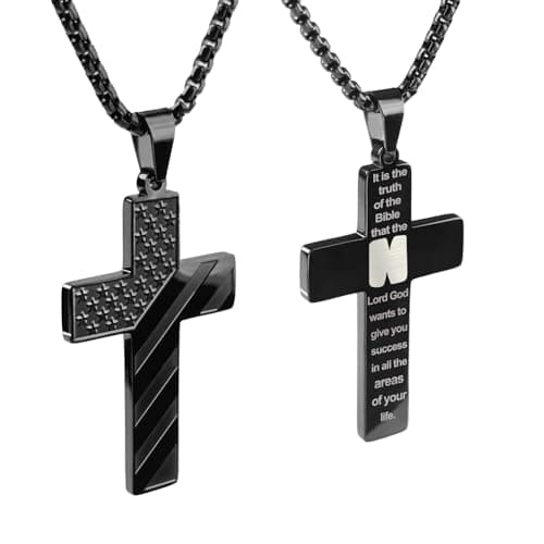 Premium Men's REGIS Cross Necklace with 24-Inch Lord's Prayer Pendant