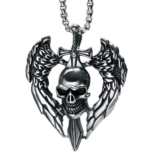 Bahamut Men's Silver Skull Dragon Pendant Jewelry
