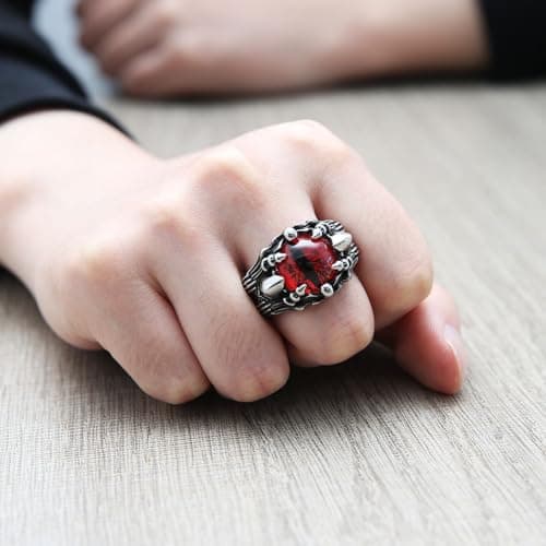 HZMAN Men's Gothic Devil's Eye Demon Claw Ring for Punk Halloween
