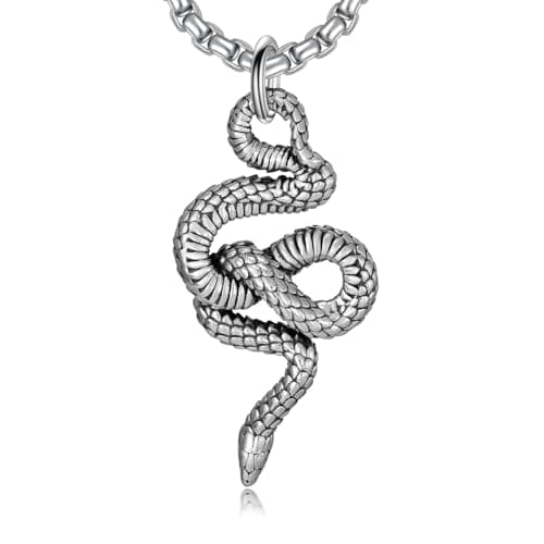 925 Sterling Silver Lattd Snake Pendant Gothic Jewelry for Men and Women
