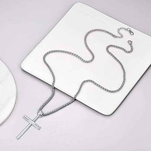 PROSTEEL Personalized Baseball Fan Necklace, Stainless Steel Bat Cross/ Dogtag, Engrave Available, Box Included