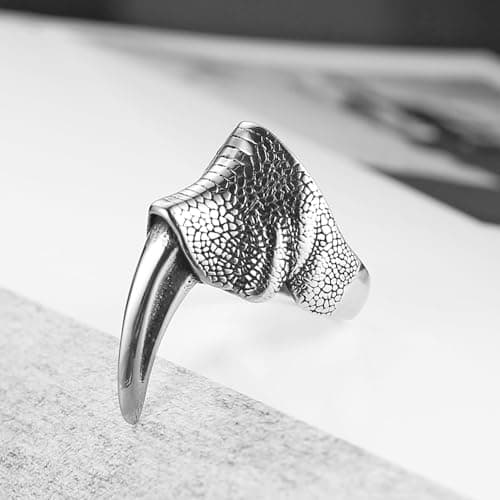 HZMAN Men's Stainless Steel Dragon Claw Gothic Punk Claw Ring Halloween Jewelry Gift