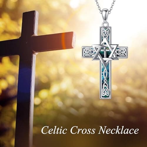YFN Sterling Silver Celtic Cross & Star of David Necklace for Men & Women