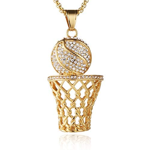 Basketball Hoop Necklace Stainless Steel Gold Plated Jewelry Gift